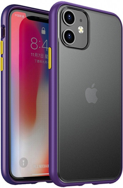 - Ipaky Cucoloris Series/TPU Frame Anti-Scratch PC Case Apple iPhone 11 Purple #I/S