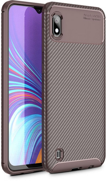 - Ipaky Carbon Fiber Series/Soft TPU Case Samsung Galaxy M10 Brown