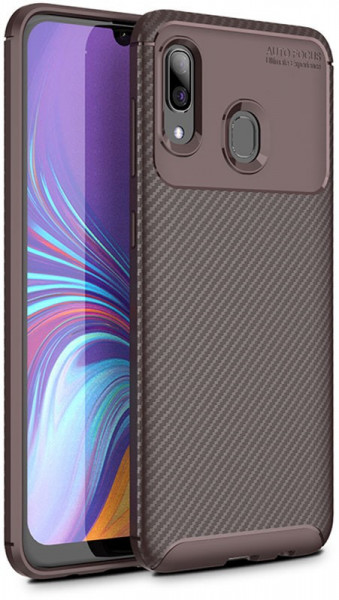 - Ipaky Carbon Fiber Series/Soft TPU Case Samsung Galaxy A40 Brown