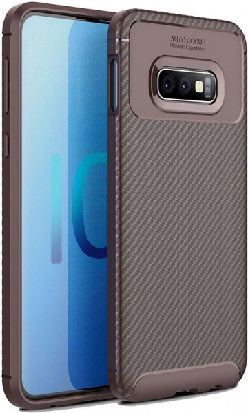 - Ipaky Carbon Fiber Series/Soft TPU Case Samsung Galaxy S10e Brown