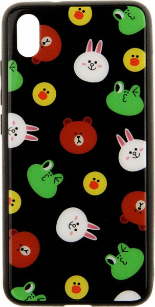 - Toto Cartoon Print Glass Case Xiaomi Redmi 7A Line friends Black