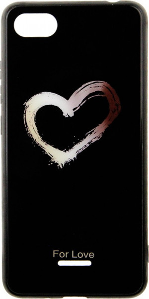 - Toto Glass Fashionable Case Xiaomi Redmi 6A Heart on Black