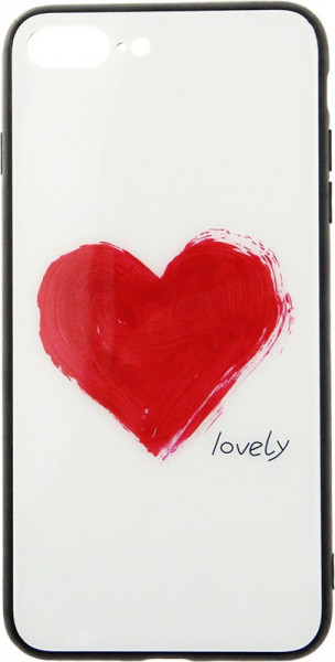 - Toto Glass Fashionable Case Apple iPhone 7 Plus/8 Plus Red Heart on White