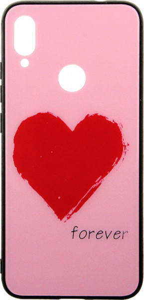 - Toto Glass Fashionable Case Xiaomi Redmi Note 7 Red Heart on Pink