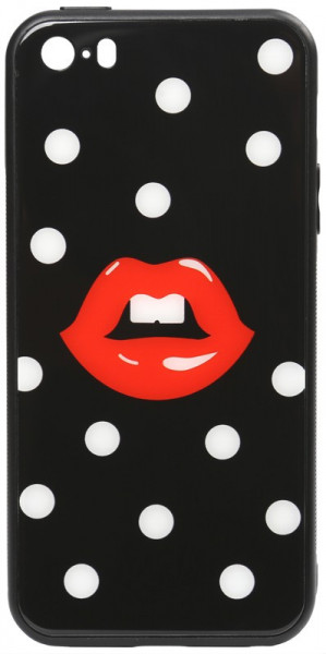 - Toto Cartoon Print Glass Case Apple iPhone SE/5s/5 Red Lips