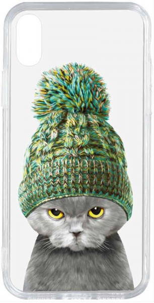 - TOTO Acrylic+TPU Print Case Apple iPhone X/XS #7 Cat In Hat Transparent #I/S