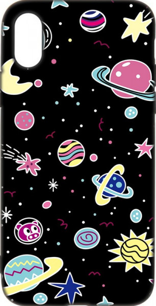 - Toto Cartoon Soft Silicone TPU Case Apple iPhone X/XS Space Planets Black