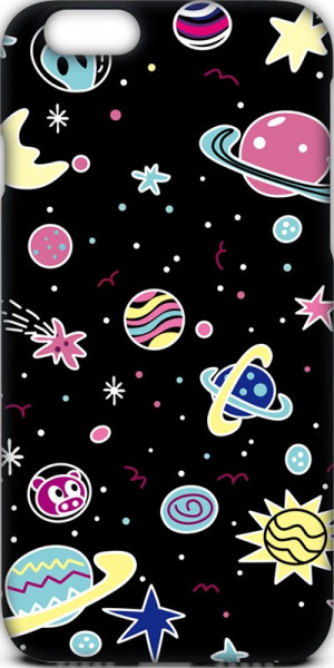 - TOTO Cartoon Soft Silicone TPU Case Apple iPhone 6/6s Space Planets Black #I/S