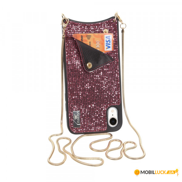  Glitter Wallet Becover Apple iPhone Xr Pink (703615)