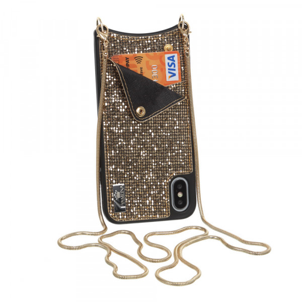  Glitter Wallet Becover  Apple iPhone X/Xs Gold (703618)