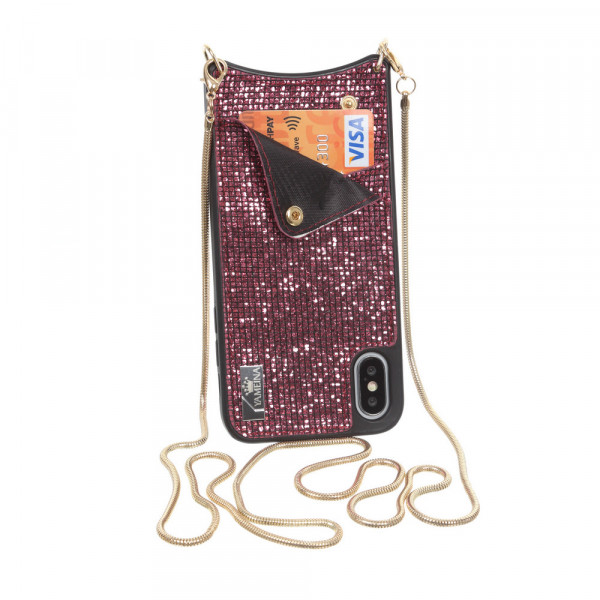  Glitter Wallet Becover  Apple iPhone X/Xs Pink (703619)