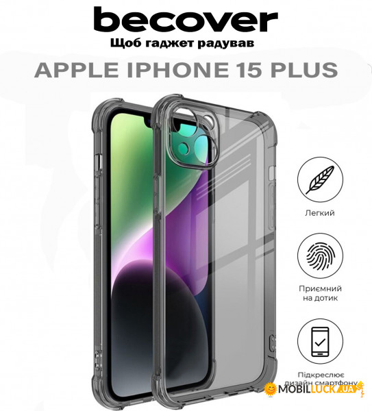  BeCover Anti-Shock Apple iPhone 15 Plus Grey (710622)