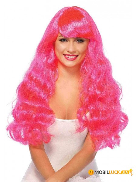  Leg Avenue Neon Star Long Wavy Wig Pink