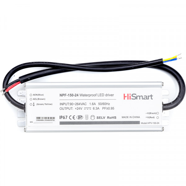   HiSmart 24V, 6.3A, 150W, PFC, IP67