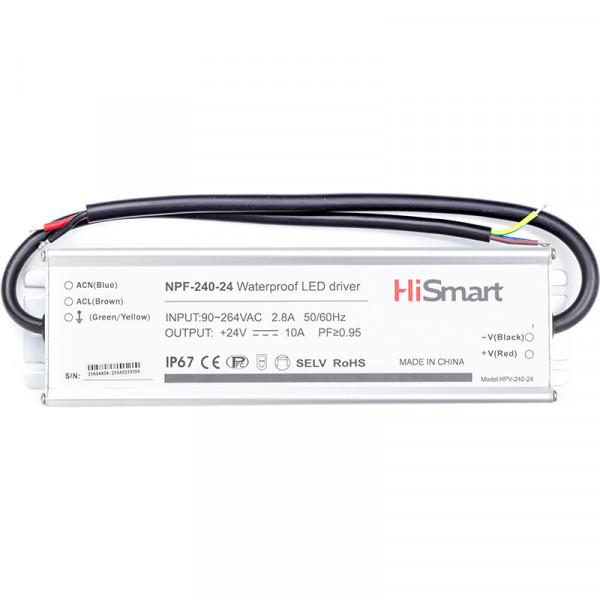   HiSmart 24V, 10A, 240W, PFC, IP67