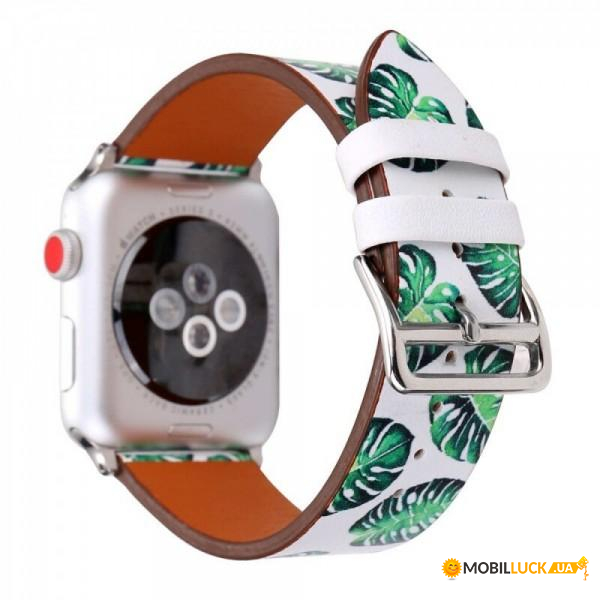  TTech Leather Flower Pattern Series  Apple Watch 42 mm/44 mm Fresh Leaves (BS-000066633)