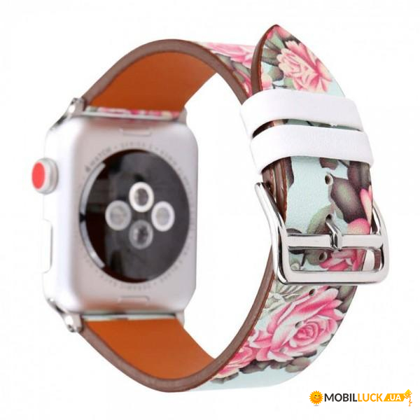  TTech Leather Flower Pattern Series  Apple Watch 38 mm/40 mm Red Flower Stripes (BS-000066634)