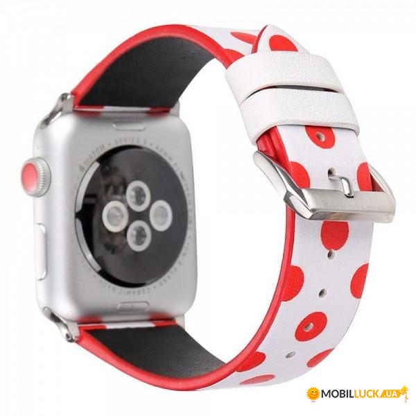  TTech Leather Polkadot Series  Apple Watch 38 mm/40 mm White Red (BS-000066639)