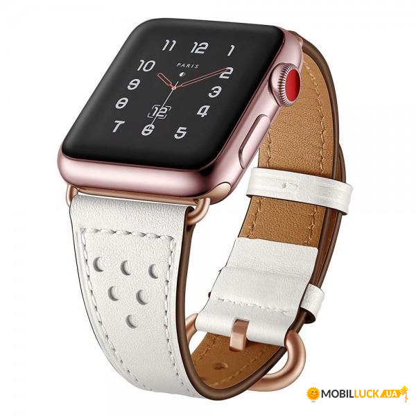  TTech Leather Holes Strap Series  Apple Watch 42 mm/44 mm White (BS-000066663)