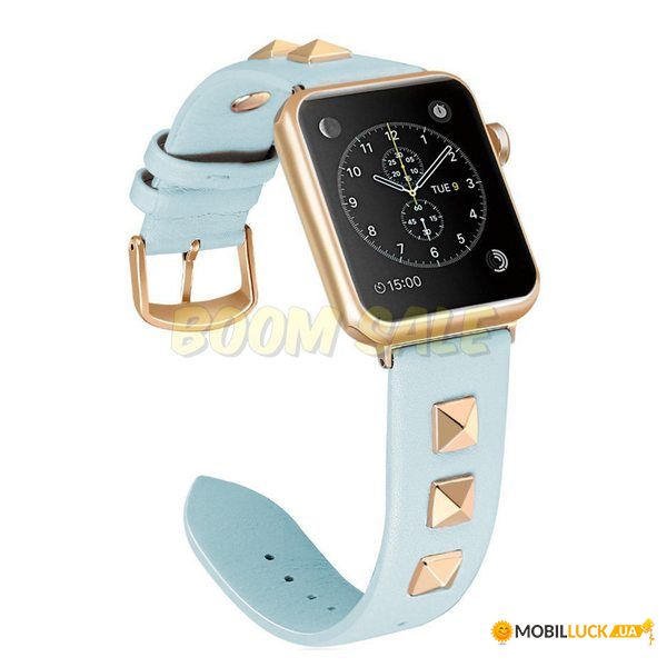  TTech Leather Fashion Rivet Series  Apple Watch 42 mm/44 mm Light Blue