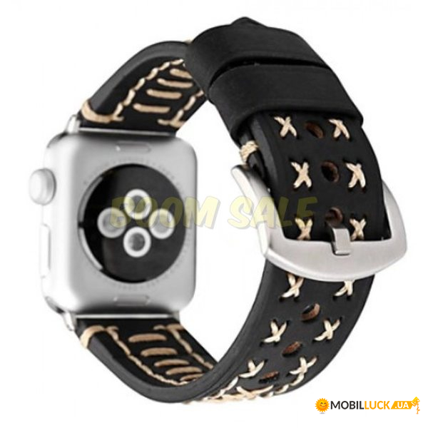  TTech Leather Thread Handmade Series  Apple Watch 42 mm/44 mm Black