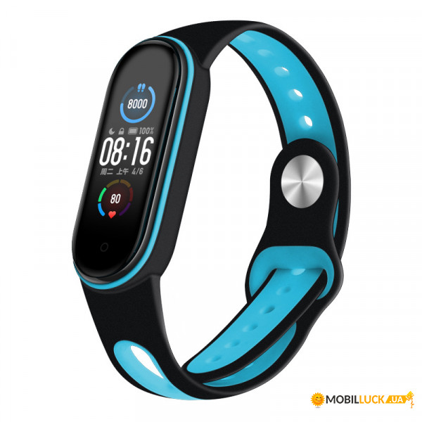  Sport Style BeCover  Xiaomi Mi Smart Band 5 Black-Blue (705165)