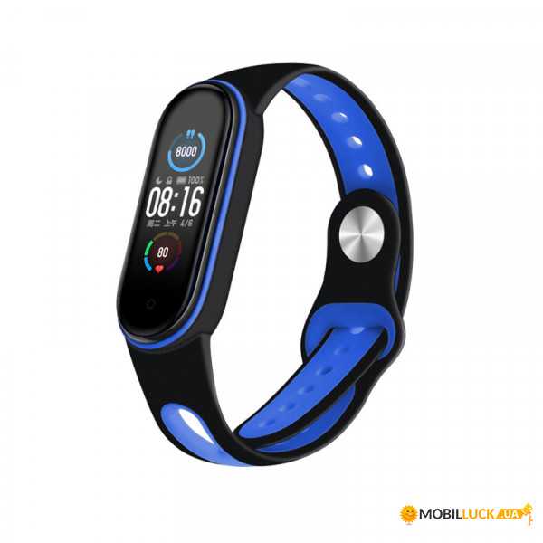  Sport Style BeCover  Xiaomi Mi Smart Band 5 Black-Deep Blue (705166)