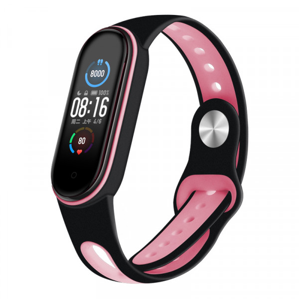  Sport Style BeCover  Xiaomi Mi Smart Band 5 Black-Pink (705167)