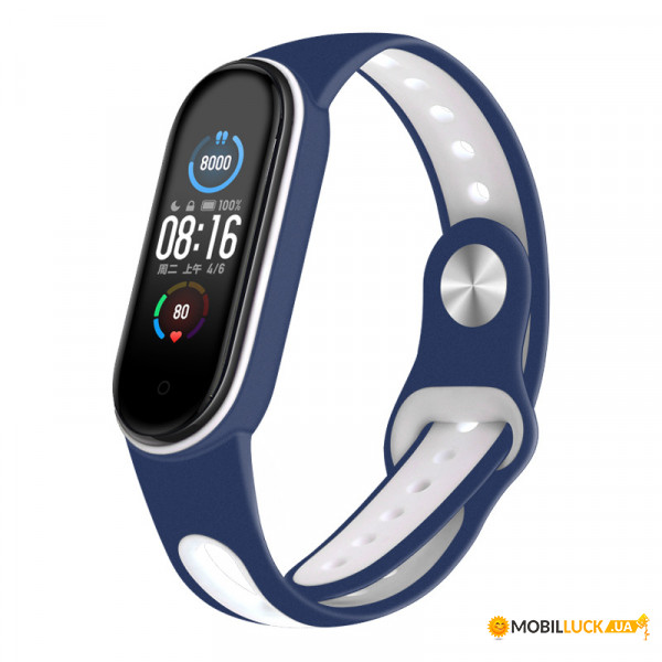  Sport Style BeCover  Xiaomi Mi Smart Band 5 Blue-White (705171)