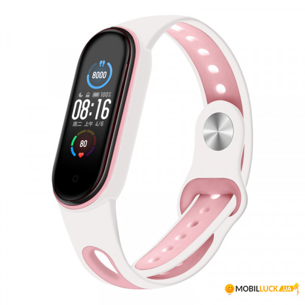  Sport Style BeCover  Xiaomi Mi Smart Band 5 White-Pink (705174)