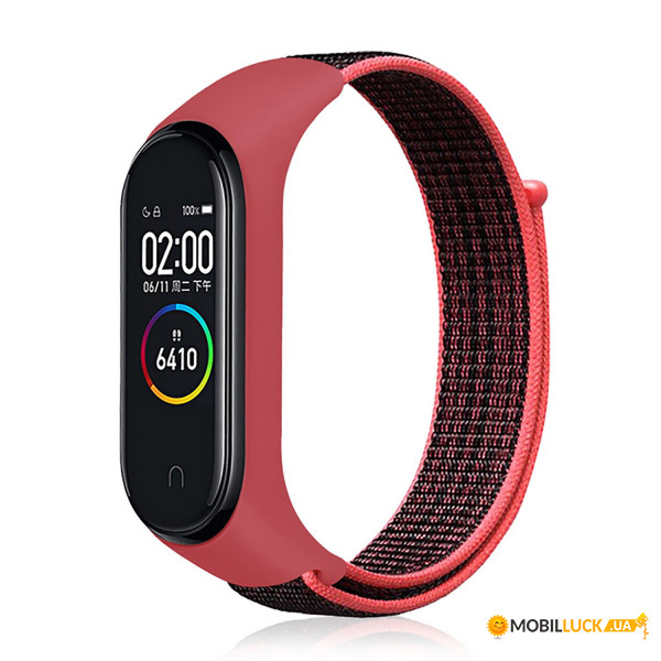  Nylon Style BeCover  Xiaomi Mi Smart Band 5 Black-Red (705416)