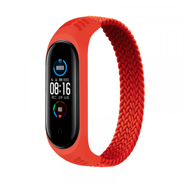  Elastic Nylon Style BeCover Xiaomi Mi Smart Band 5 / Mi Smart Band 6 (Size S) Red (706144)