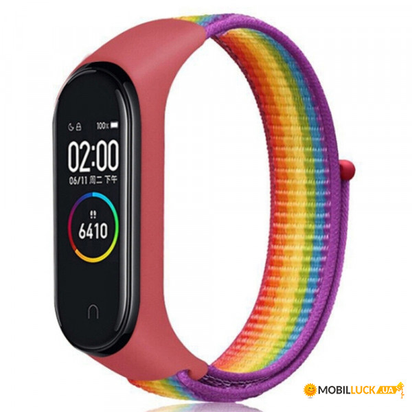  Nylon Style BeCover  Xiaomi Mi Smart Band 7 Red-Rainbow (707669)