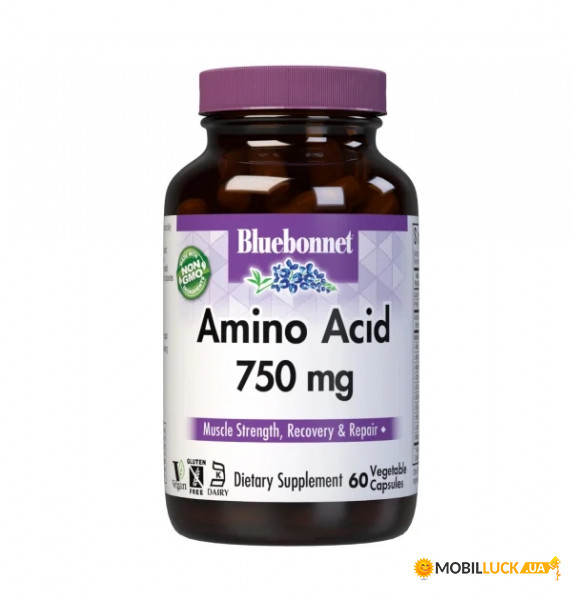  Bluebonnet Amino Acid 750 mg 60 