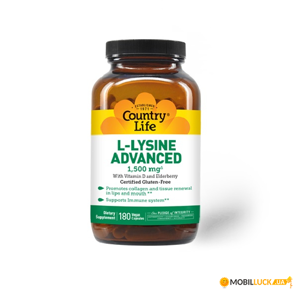  Country Life L-Lysine Advanced 1500 mg 180  