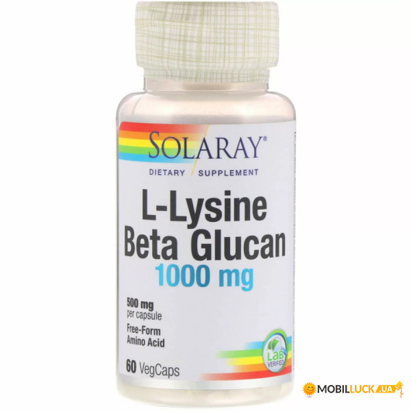  Solaray L-Lysine  Beta Glucan 1000 mg 60  