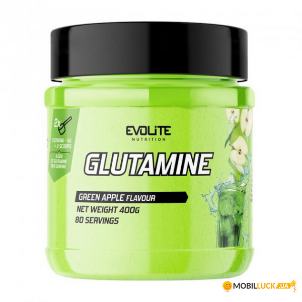  Evolite Nutrition Glutamine 400 g green apple