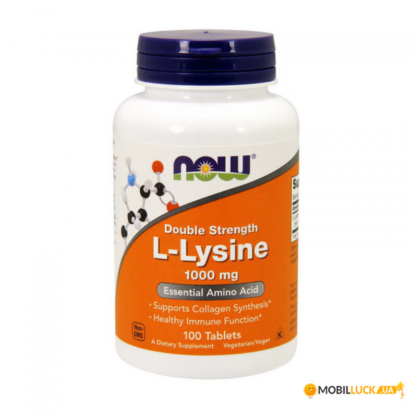  NOW L-Lysine 1000 mg double strength 100 tabs