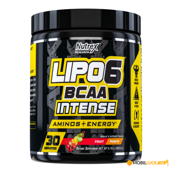  Nutrex Lipo-6 BCAA Intense - 30srv Fruit Punch