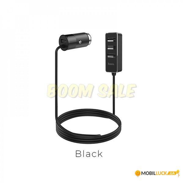   Hoco Z17B Car Charger With Extender 4 USB 5.5A Black