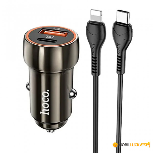    Hoco Z46A (1USB 3A 18W QC3.0  + PD 1Type-C 20W) Grey (S25722) +  Lightning