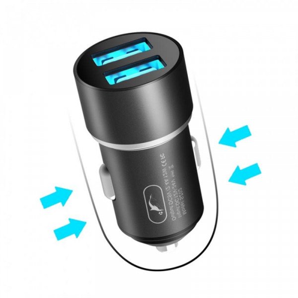 ������������� �������� ���������� SkyDolphin SZ02 Aluminium (2USB, 2.4A) Black (AZP-000074)