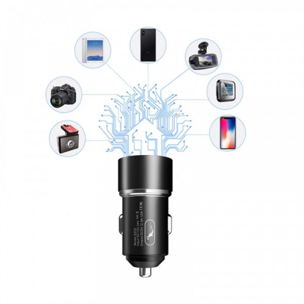 ������������� �������� ���������� SkyDolphin SZ02 Aluminium (2USB, 2.4A) Black (AZP-000074)