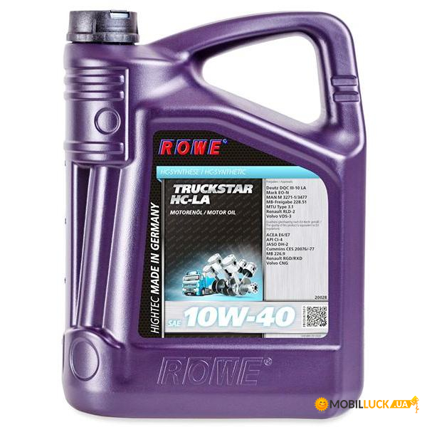 Rowe Hightec Truckstar Hc-la 10W-40 20. (rowe 6-25)