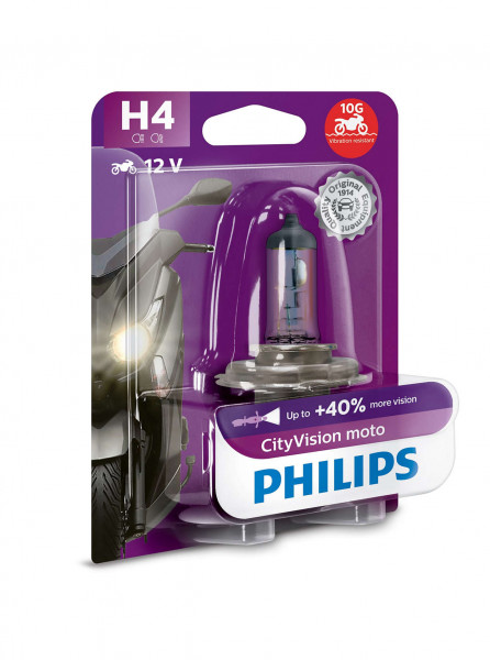  PHILIPS 12342CTCBW CITYVISION MOTO 40% H4 60/55W 12V P43t 1pcs/bli