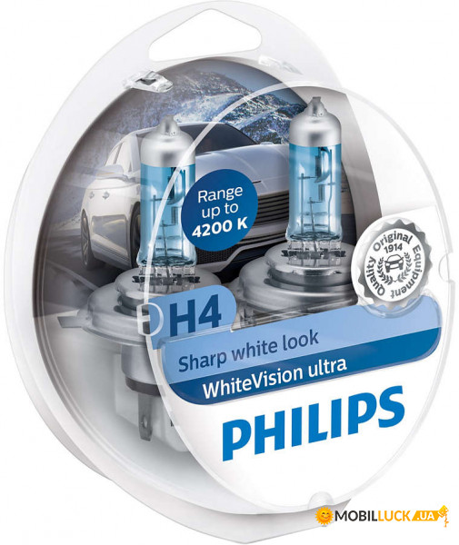    PHILIPS 12342WVUSM H4 60/55W 12V P43t WhiteVision ultra +60%