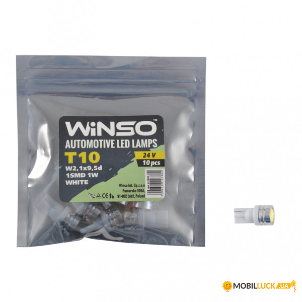 LED  Winso 24V SMD T10 W2.1x9.5d 1LED 1W, white 10.. (127800)