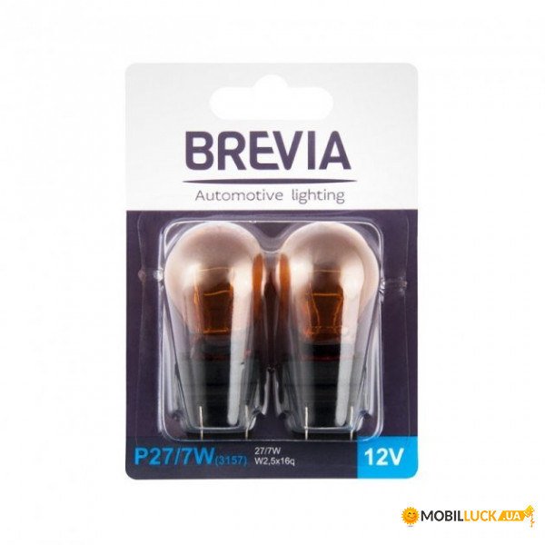  BREVIA P27/7W (3157) 12V 27/7W W2.5x16q AMBER blister 2. (10/250 .) (12340B2)