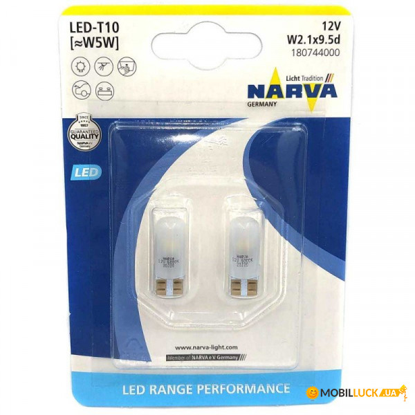    Narva 18074-02B W5W 12V W2,1x9,5d LED 0,6W 6000K