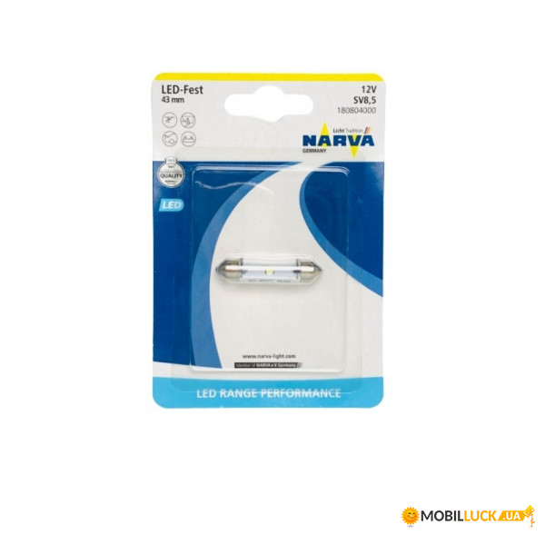   Narva 18080-01B 5W 12V SV8.5 LED 0.6W 43mm